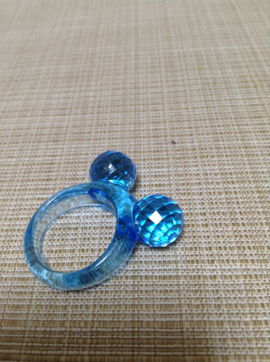 おもちゃの指輪 ミッキー(?) ブルー系色(青) プラ製 拍卖