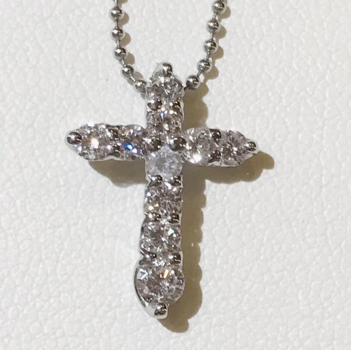☆Pt850/Pt900 ダイヤクロス型ペンダントネックレス☆拍卖