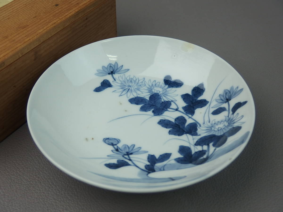 【骨董・茶道具】★鍋島焼★★染付菊花文皿 co024ub.8 和食器拍卖