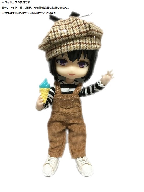 オビツ11等の1/12サイズフィギュア用衣装 ストライプシャツ&オーバーオールセット (DOLLSFIGURE A7-B)拍卖