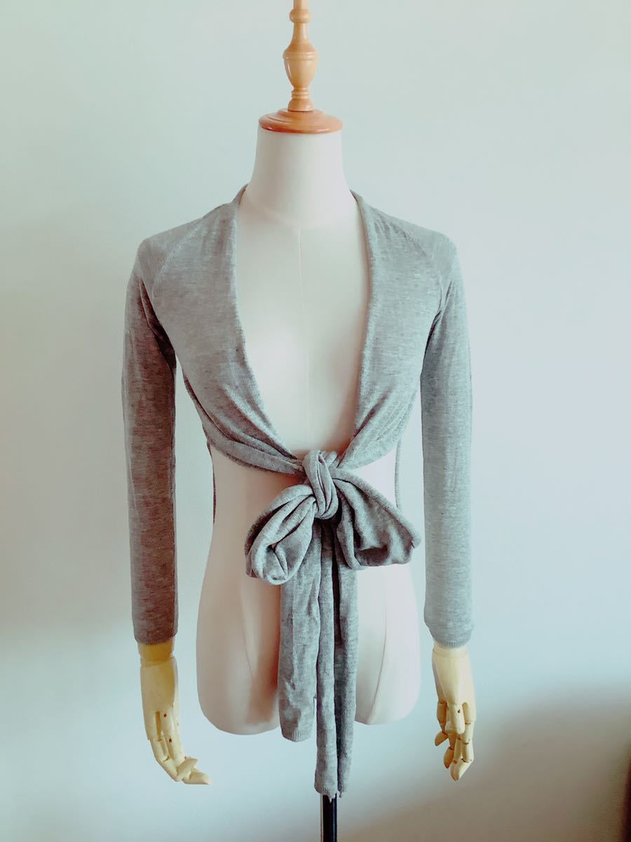 キッズ140【DONDUP】ドンダップ コットンニット ボレロ/カーディガン グレー拍卖