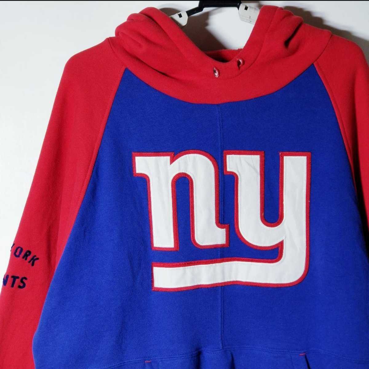 【Reebok】NFL公式 アメリカンフットボール ニューヨーク ジャイアンツプルオーバーパーカー ビックロゴ NY giants リーボック拍卖