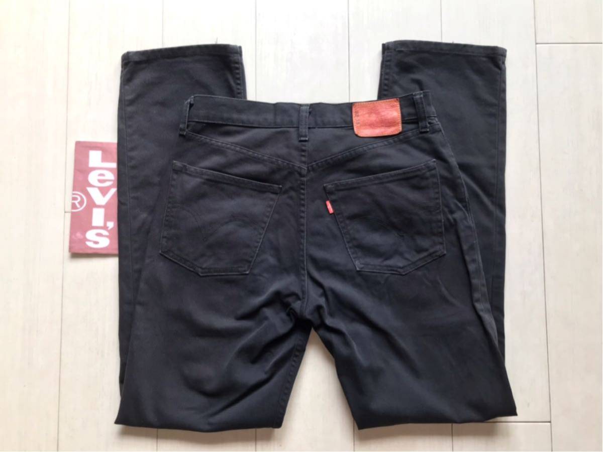 【即決】W32 リーバイス 502 ブラック 黒 BLACK Levi's ストレート 5ポケット 牛革パッチ 綿100%拍卖