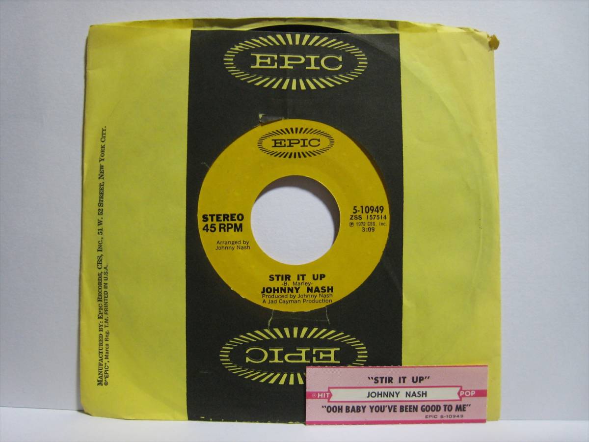 【7”】 JOHNNY NASH / STIR IT UP US盤 ジョニー・ナッシュ拍卖