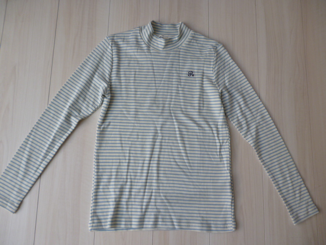 【美品】ポンポネットハイネックボーダーTシャツ 水色★150cm★拍卖