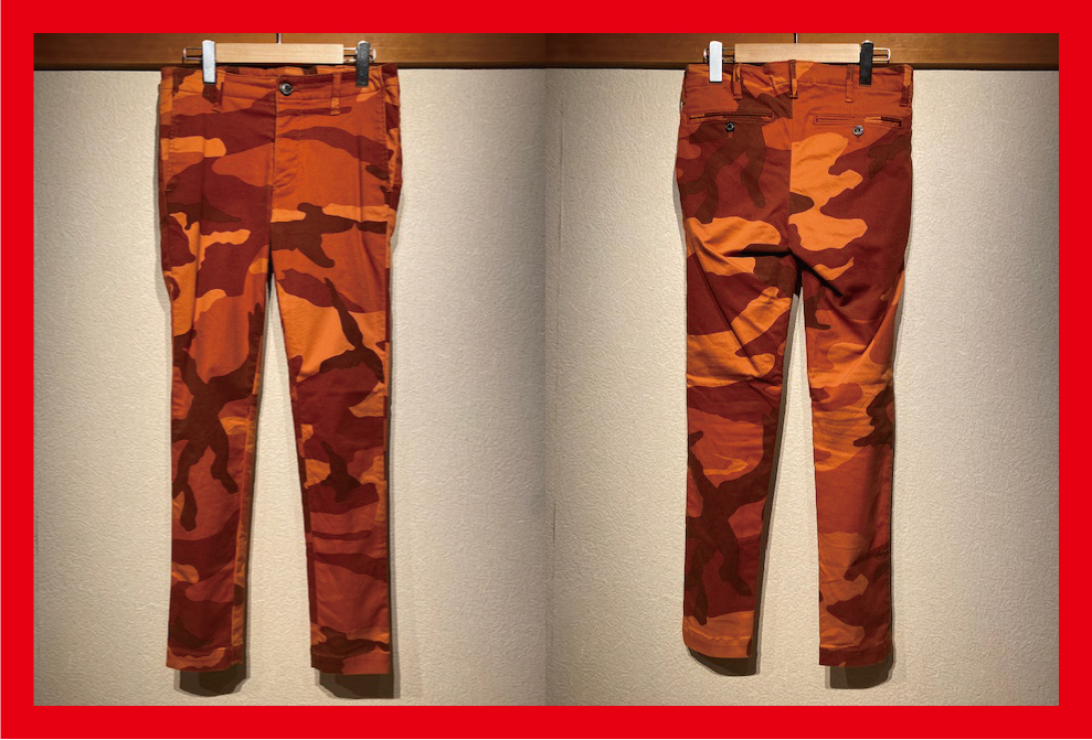 ♪送料無料★1piu1uguale3★パンツ★BIG CAMO STRETCH COTTON TAPERED SLACKS★Red orange camo★2014AW★MRP087★定価42,120円★赤★S♪拍卖