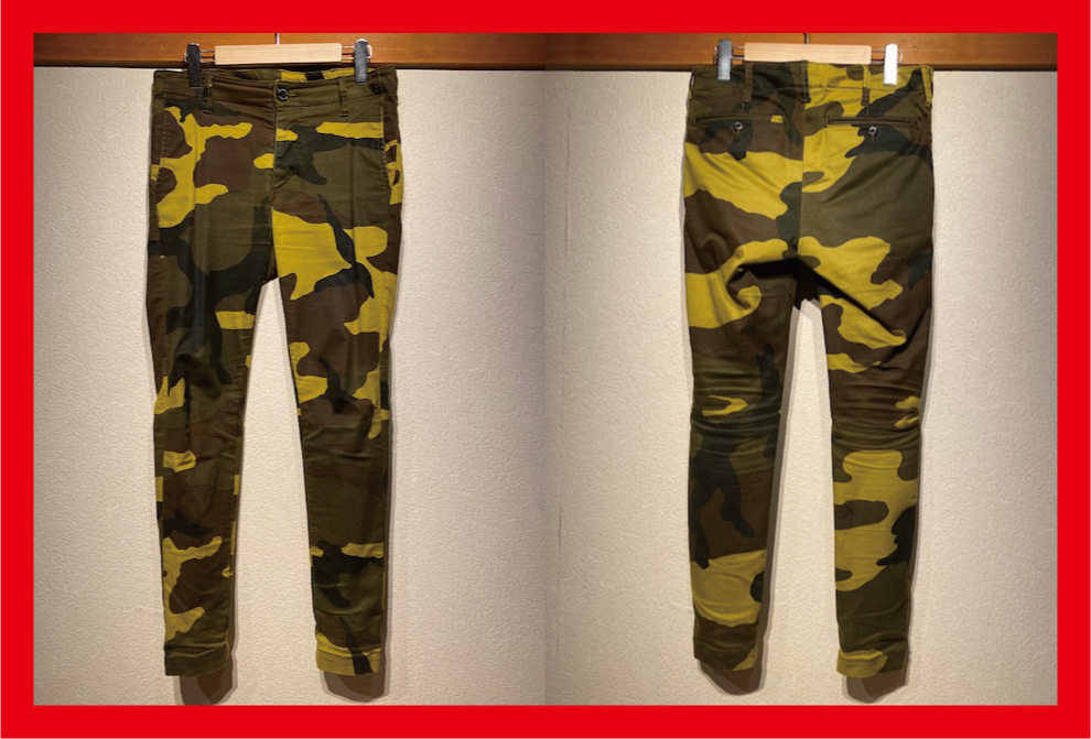 ♪送料無料★1piu1uguale3★パンツ★BIG CAMO STRETCH COTTON TAPERED SLACKS★Yellow Olive camo★2014AW★MRP087★定価42,120円★黄★S♪拍卖