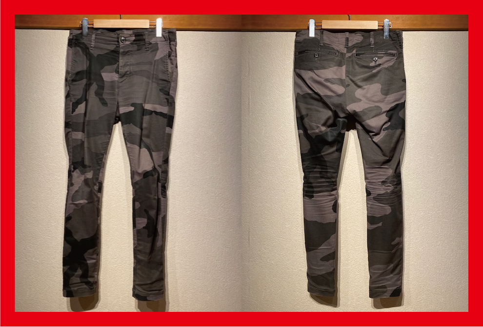 ♪送料無料★1piu1uguale3★パンツ★BIG CAMO STRETCH COTTON TAPERED SLACKS★Mono black camo★2014AW★MRP087★定価42,120円★黒★S♪拍卖