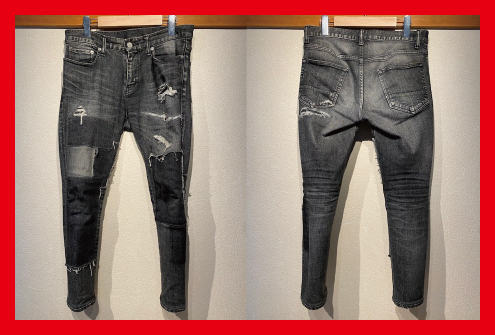 ♪送料無料★AKM★デニム★PACHWORK 5 POCKET★DENIM PANTS★ORIGINAL STRETCH 13oz★2017-18AW★P144★定価52,800円★黒★ブラック★M♪拍卖