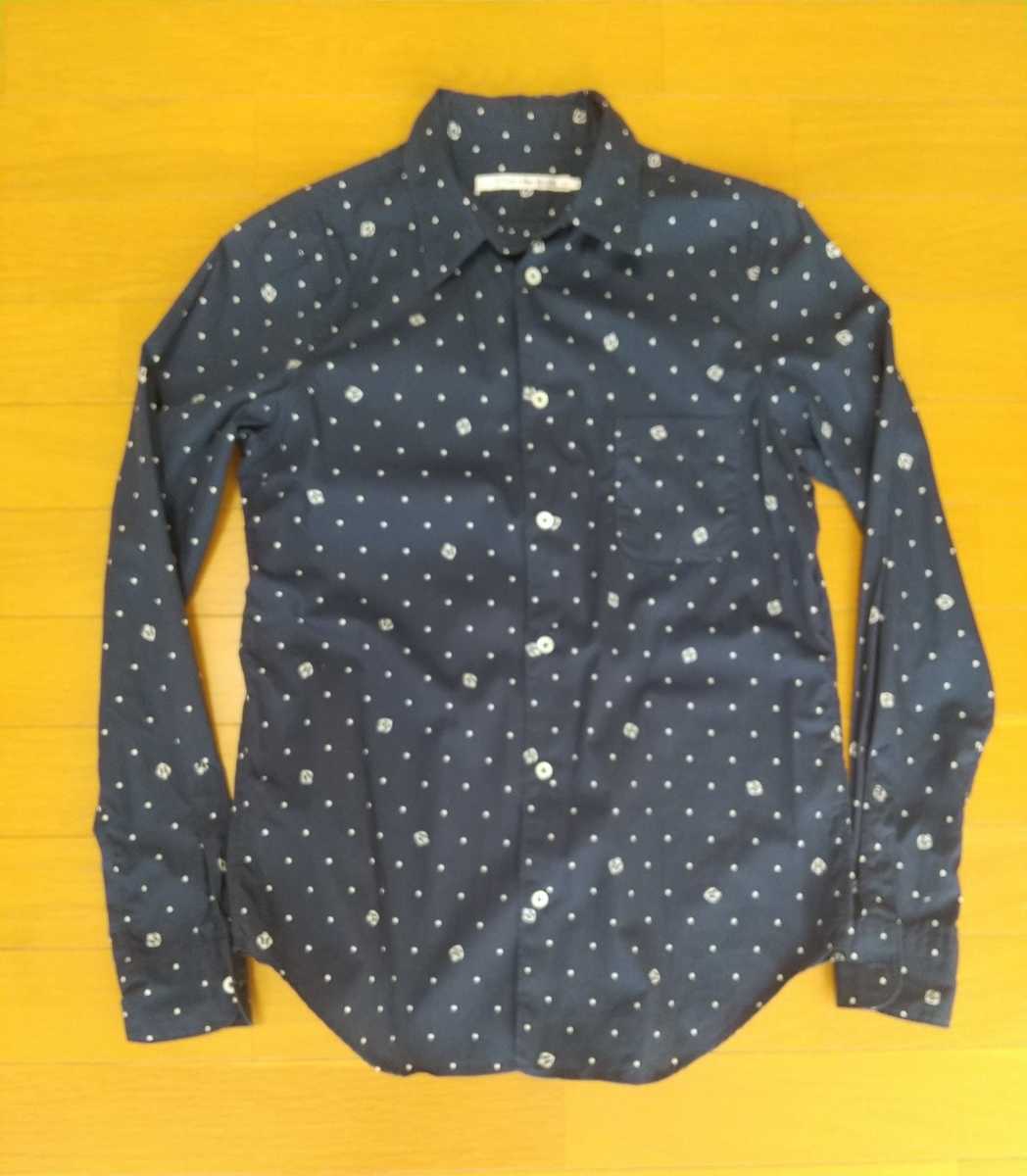 美品 ユナイテッドアローズ トップス 長袖シャツ Mサイズ ネイビー ドット&イカリ柄 送料185円 Pink Label BASIC UNITED ARROWS拍卖