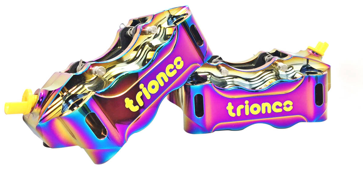 Triones CHP CNC 全CNC切削加工 100mm ラジアルマウント 4 ピストンキャリパー (Rainbow Titanium-左) 新品 台湾製品拍卖