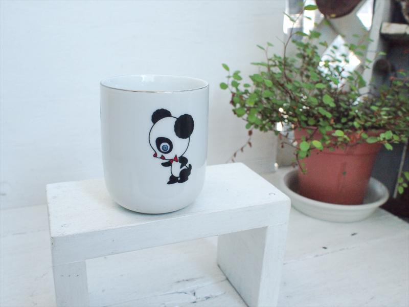 レトロビンテージキッチン食器雑貨 3種のキュートなパンダちゃん柄・E・小さ目陶器湯呑み茶碗・日本製拍卖
