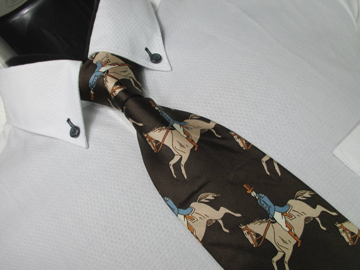 ☆ネクタイ◆リーチェル RICHEL ◆乗馬柄・茶色系☆第23弾ブランドがいっぱい☆23-186☆拍卖