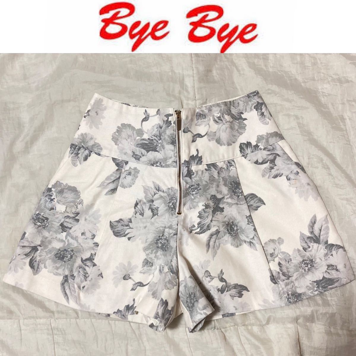 1回着☆ByeBye 花柄フレアパンツ キュロット ショートパンツ M バイバイ拍卖