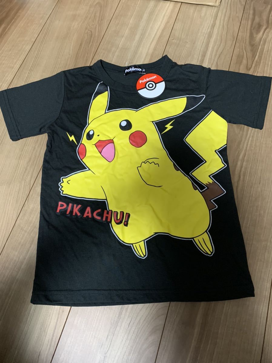 新品 ポケモン Tシャツ 130 ピカチュウ 半袖 黒色 男の子拍卖