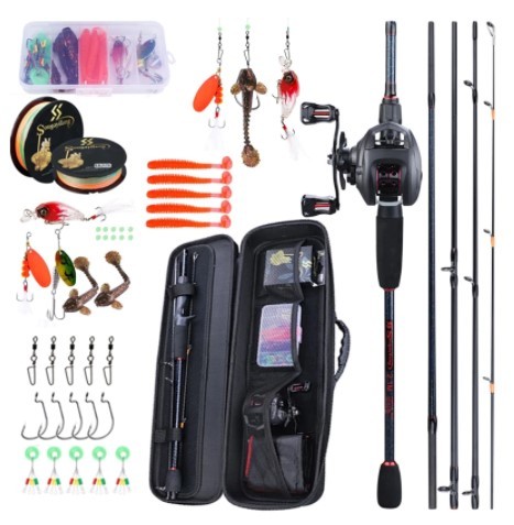 Sougayilang釣りコンボ 2.4メートル鋳造釣竿(左利き、右利き)と12 + 1BBリールコンボ釣り糸ルアーバッグ付拍卖