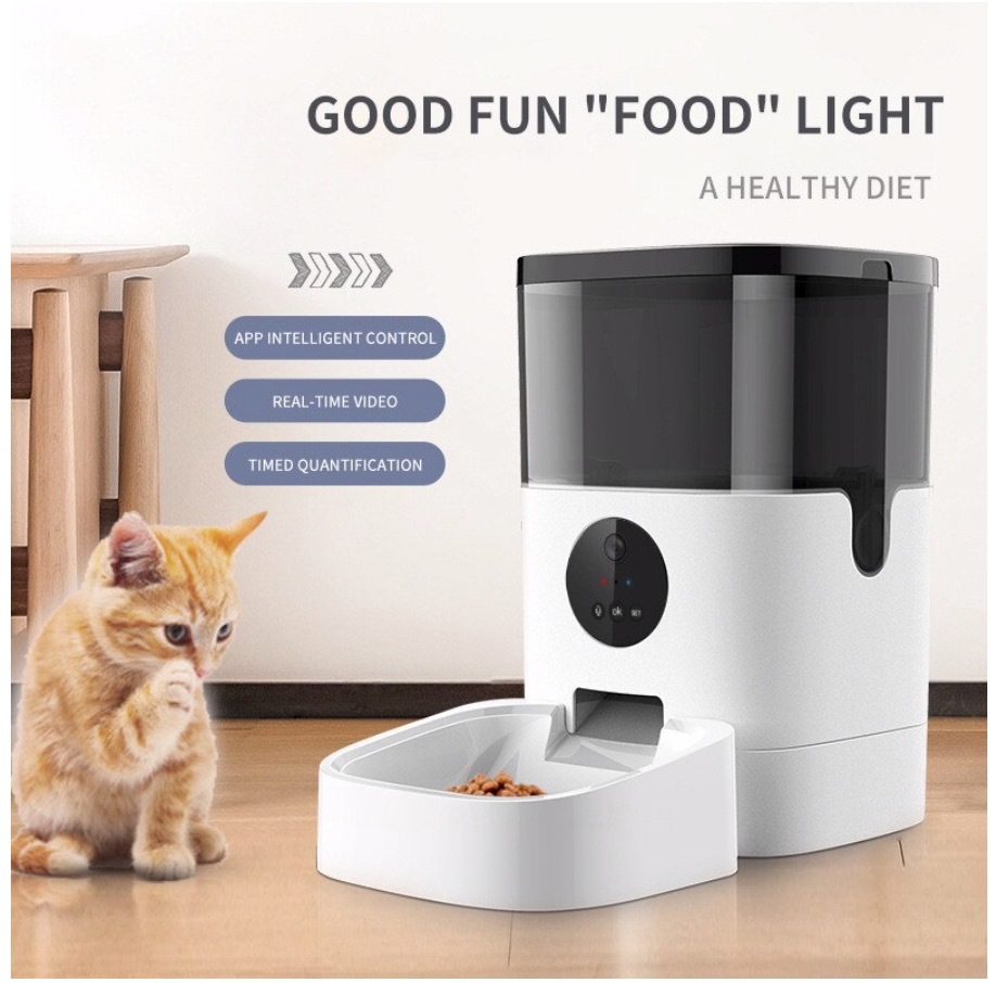 ペット用スマート自動フィーダー(犬猫用)ビデオ機能付き 6L(15Kg)、4L(10Kg)拍卖