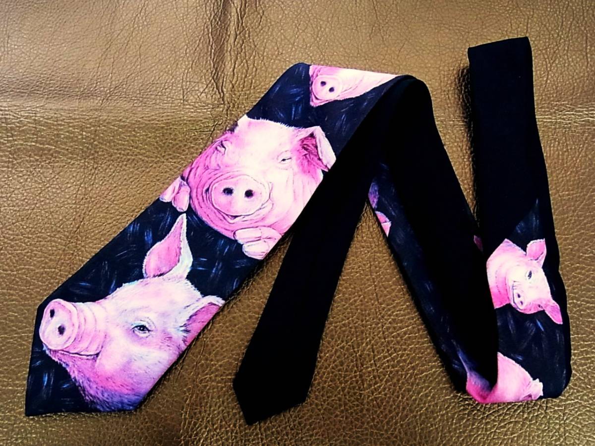 №K0471★良品 ラルフマーリン【豚ぶた・ブタ】 ネクタイ拍卖