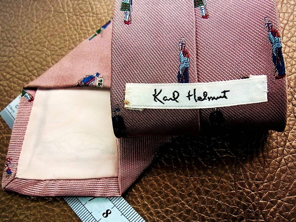 №R2120♪良品 ♪カールヘルム【刺繍・兵隊】細ナロータイ・ネクタイ拍卖