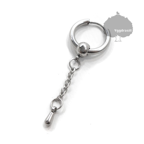 YGG★新品 ドロップ モチーフ チェーン フープピアス シルバー 銀 リング 男女兼用 BTS 韓流 1個 片耳拍卖