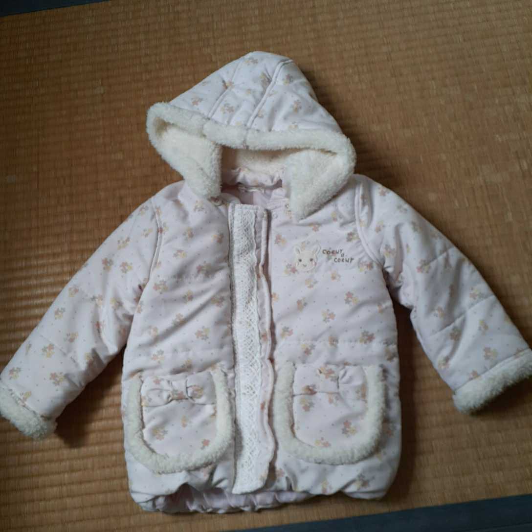 クーラクール☆coeur a coeur パーカー ジャンパー 上着 厚手 冬 90cm 綿入り うさぎ 長袖拍卖
