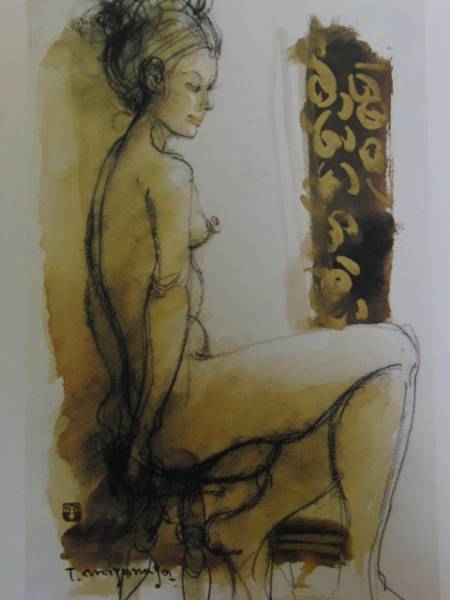 宮永岳彦、魅、素描画版集より、版上サイン・版上落款入、額付 送料無料、ami5拍卖