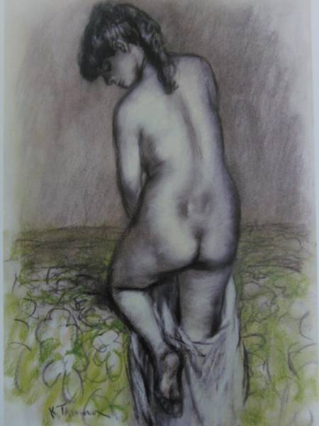 田村孝之助、女、素描画版集より、版上サイン入り、新品額付 送料無料、ami5拍卖