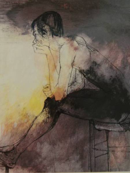 ジャンセン 「腰を掛けるダンサー」、繊細、可憐、希少画集画、 新品額装付 送料無料、ami5拍卖