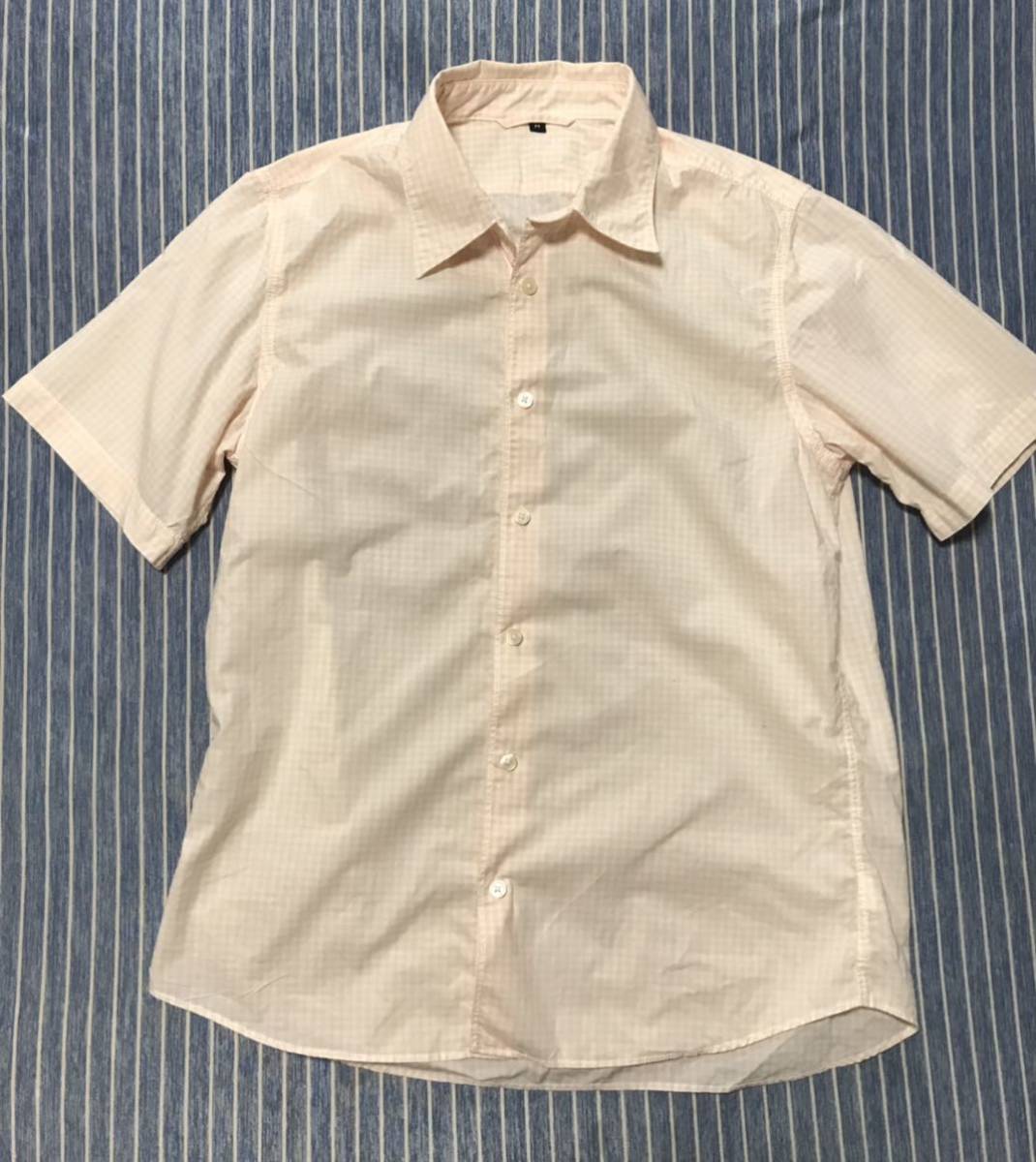廃盤 無印良品 半袖シャツ ピンク 白 ギンガムチェック拍卖