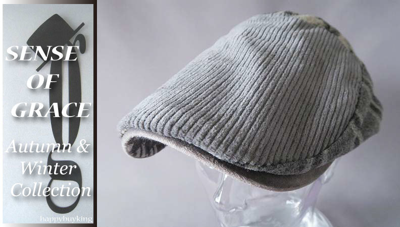 grace 大きいサイズ★コーデュロイビッグハンチング【GR/XL】新品 定価¥4600 パッチワーク サイズ調節可能 男女兼用 センスオブグレース拍卖