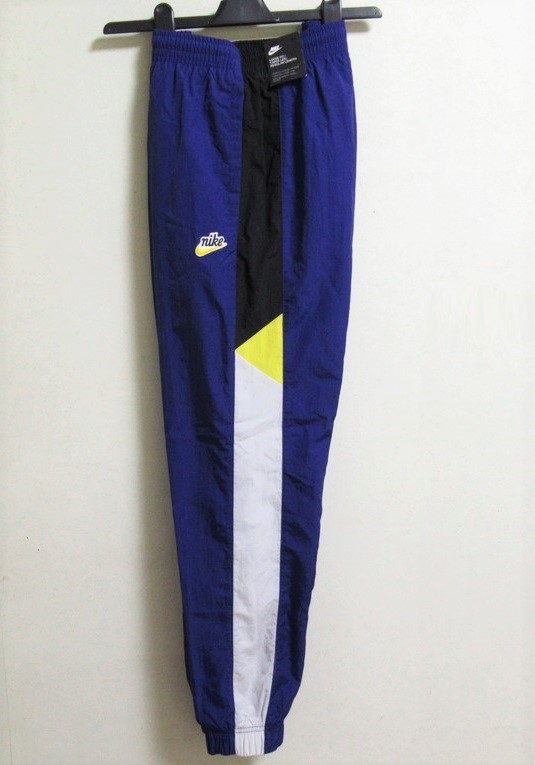 NIKE ウィンドランナー ウーブン サイン パンツ 青 黄色 白 S ナイキ ナイロン ウィンドブレーカー ブルー CJ5485-455拍卖