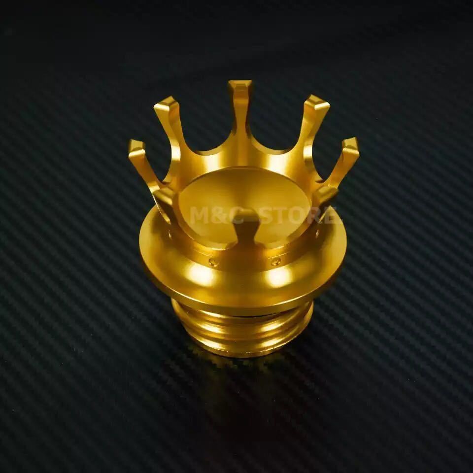 国内発送 ハーレー タンクキャップ ガスキャップ スポーツスター ソフテイル ダイナ ツーリング クラウン アルミ削り出 イエロー ゴールド拍卖