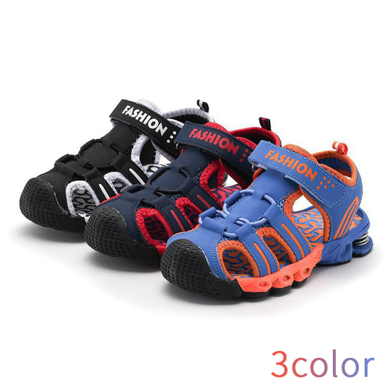 サンダル 男の子 キッズシューズ ビーチサンダル 子供用 スポーツサンダル 爪先を保護 滑り止め アウトドア ボーイズ 通学 日常履き 春夏拍卖