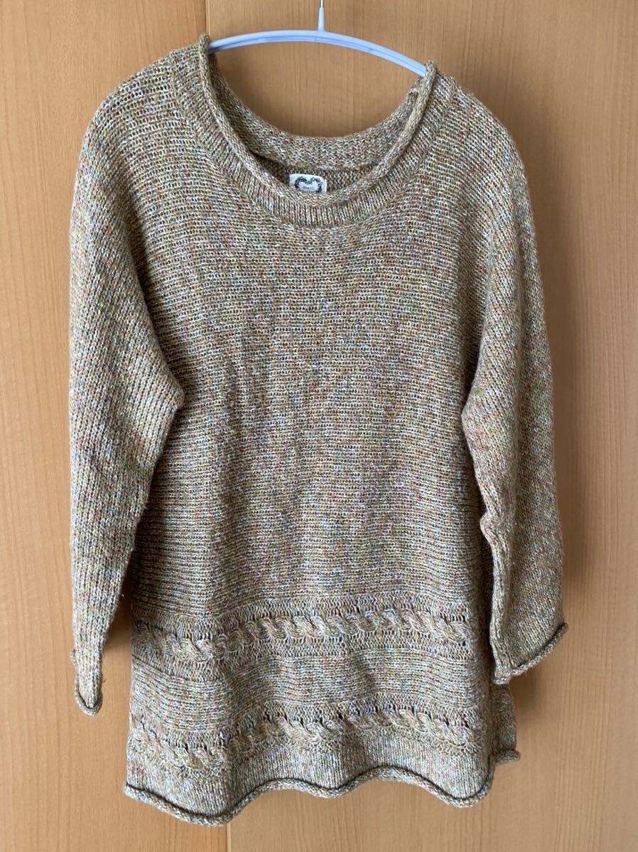 HeartMarket★長袖ミックスニット★ベージュ系★フリー★USED拍卖