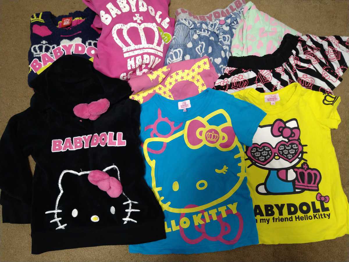 ベビードール BABYDOLL キティ めちゃかわ オールシーズン 110 9点セット ベビド ワンピース Tシャツ スウェット スカート拍卖