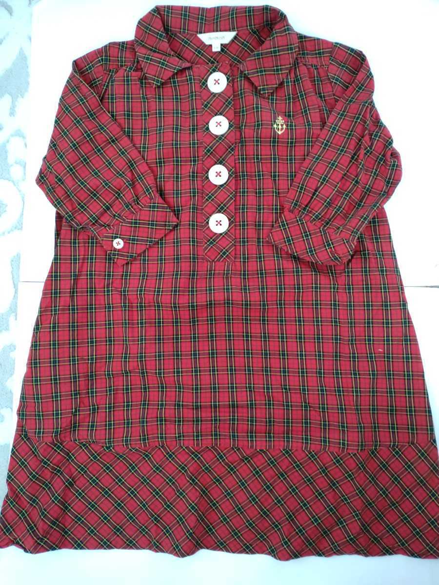 ハッシュアッシュ チェック柄 130センチ ワンピース 袖5分丈 女の子 子供拍卖