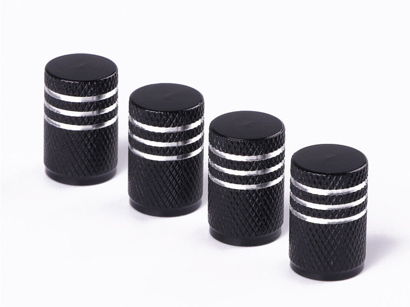 汎用タイプ 自動車用 丸形 バルブキャップ アルミ合金製 4個セット#ブラック拍卖