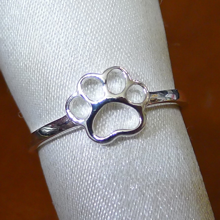 SR2082 指輪シルバー925刻リング 13.5号 犬 ワンちゃん 肉球 足跡 送料無料拍卖