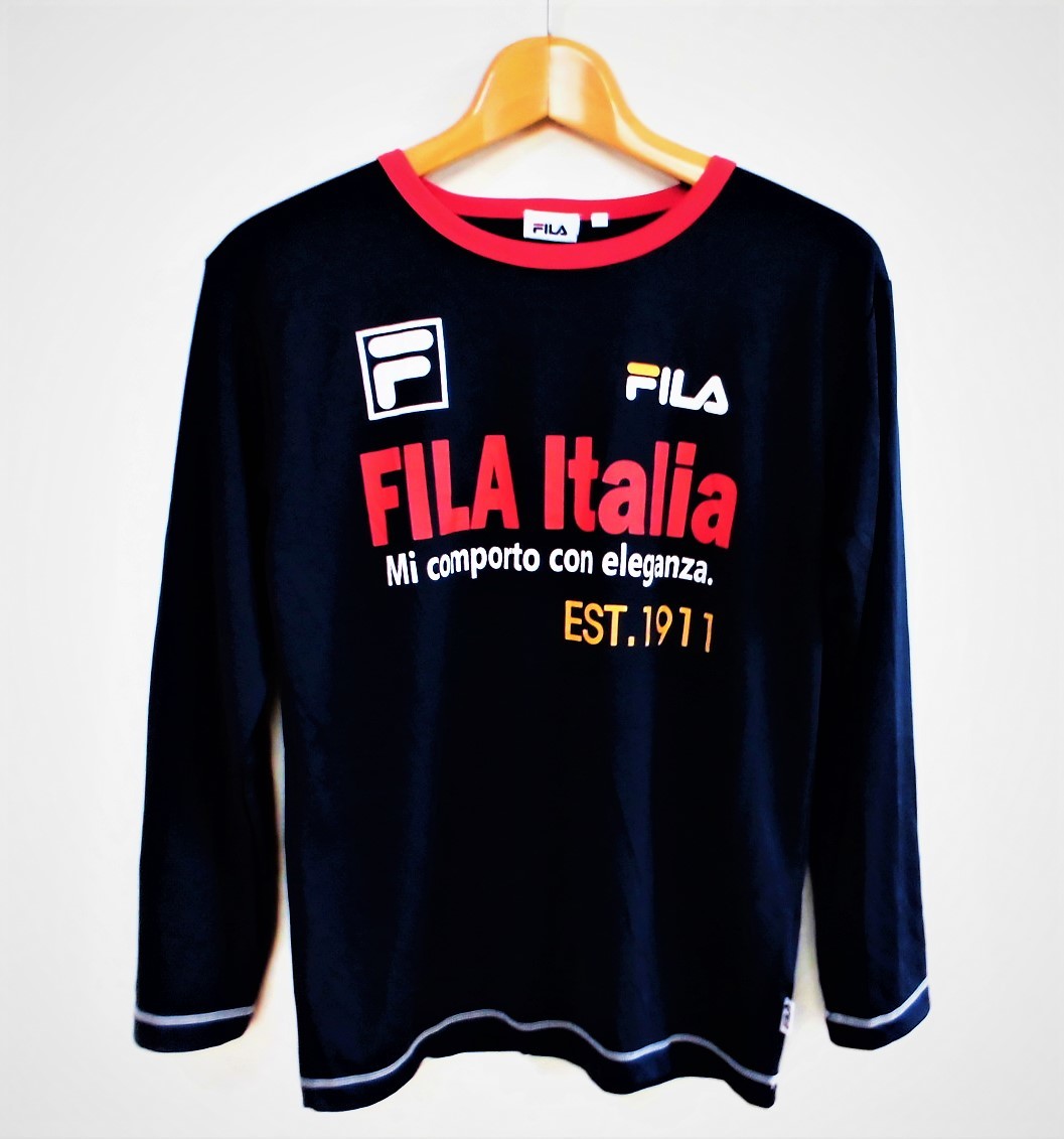 【即決 送料無料】FILAフィラ ロゴ入り長袖Tシャツ★ロンT 160/メンズMネイビー/ユニセックス拍卖