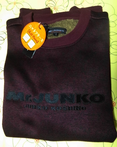 新品 MrJUNKO 大ロゴ トレーナー 裏起毛 L 杢ワイン /検パパ拍卖