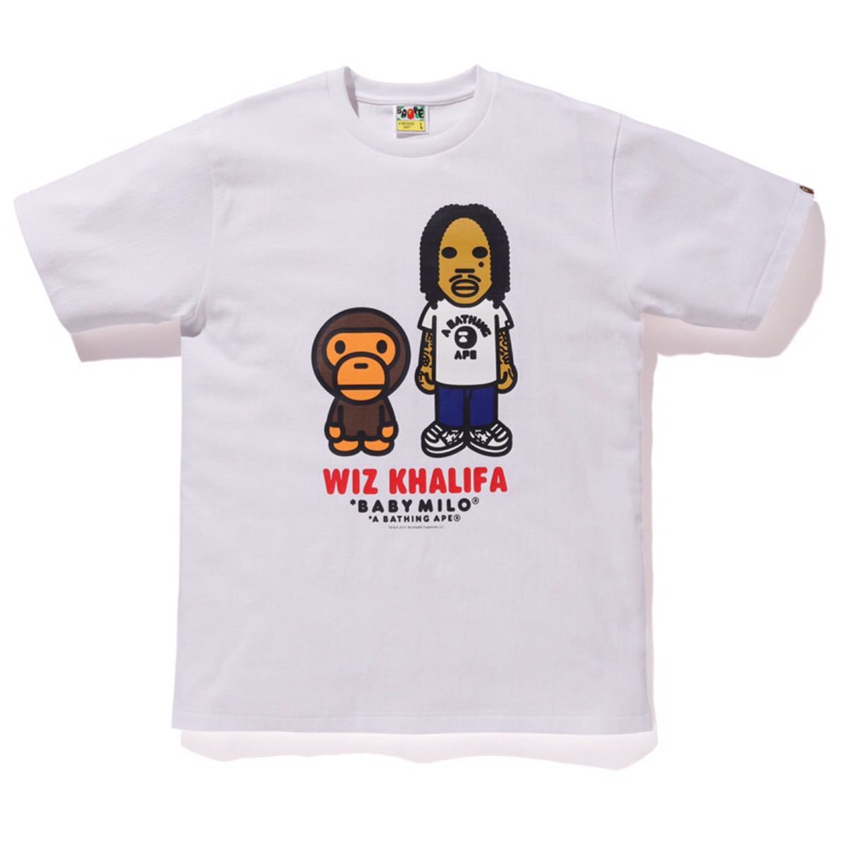 A BATHING APExWIZ KHALIFA(ウィズ・カリファ) BABY MILO X WIZ KHALIFA TEE Lサイズ 白拍卖