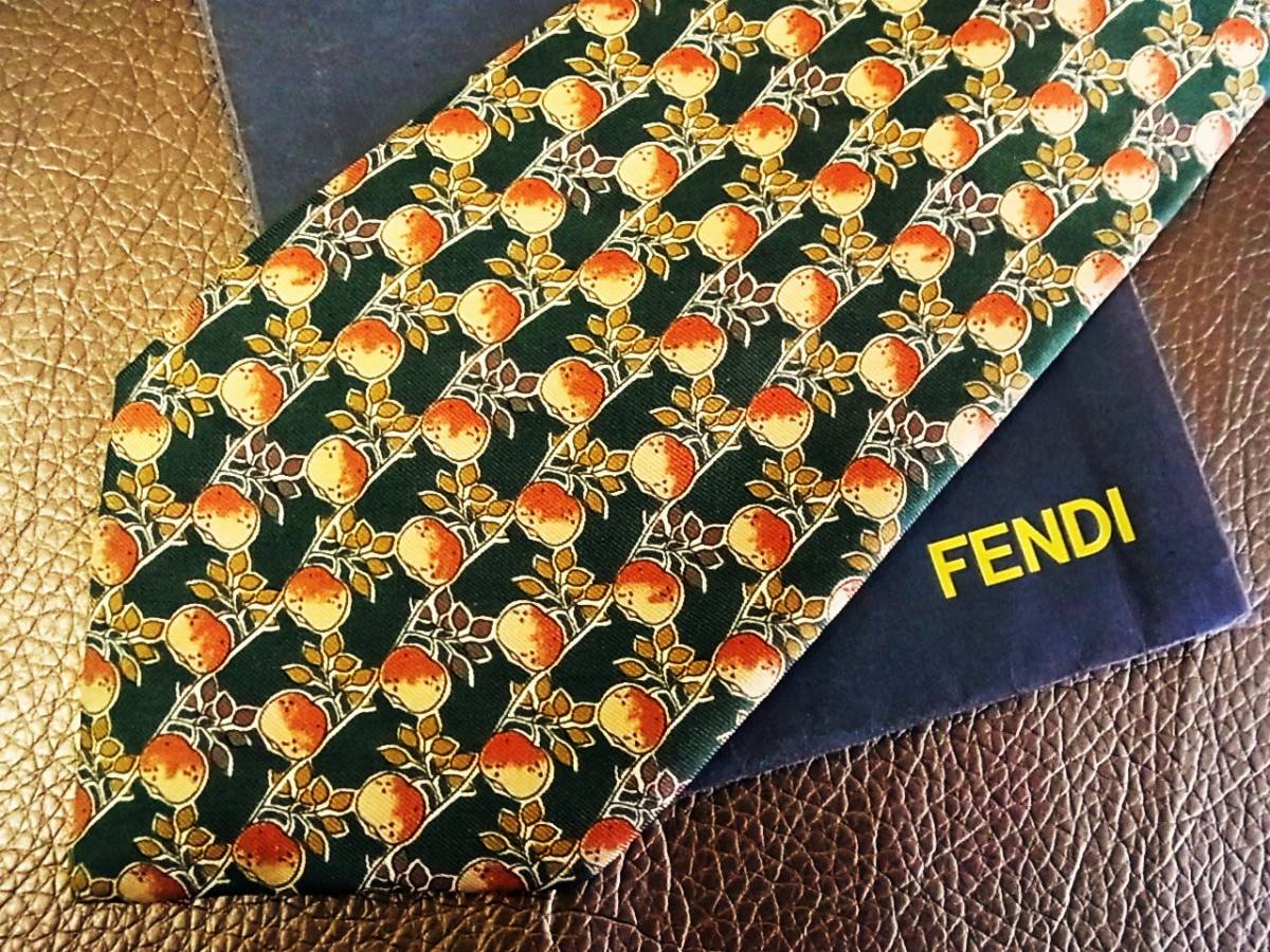 №R2732♪良品 ♪フェンディ【みかん・フルーツ・果物】ネクタイ★拍卖