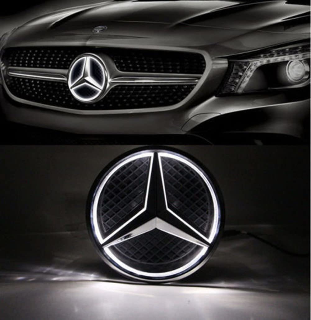 ベンツ LED グリル エンブレム イルミネーション ホワイト GLK ML GL CLA CLS A B C クラス 直径約18.5cm フロント バッジ カスタム パーツ拍卖