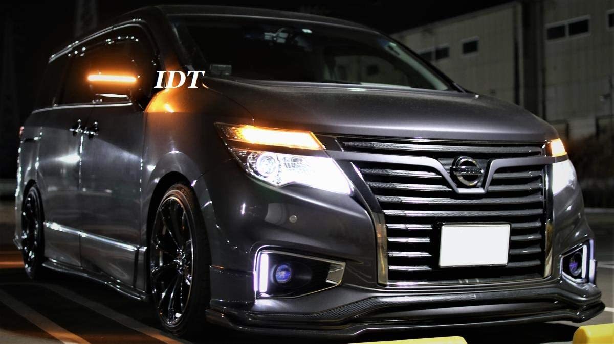 IDT ミニウエス付 日産 E52 エルグランド 黒 LED シーケンシャル ドアミラーカバー オープニング機能 ホワイトポジション 流れるウインカー拍卖