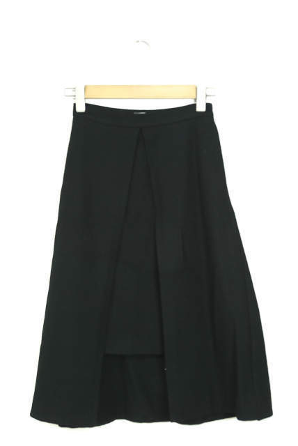 CLANE クラネ WOOL TRAPEZE SKIRT ウールトラペーズスカート 309056 34 ブラック 台形 レイヤード ボトムス lc23446拍卖