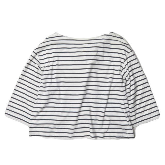 Steven Alan スティーブンアラン バックリボン ボートネックボーダーカットソー 8212-299-0017 ホワイト/ネイビー 五分袖 Tシャツ lc31620拍卖