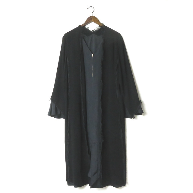 TOGA PULLA トーガ プルラ 20AW 日本製 GEORGETTE FRINGE DRESS ジョーゼットフリンジドレス TP02-FH216 38 ブラック ワンピース lc30378拍卖