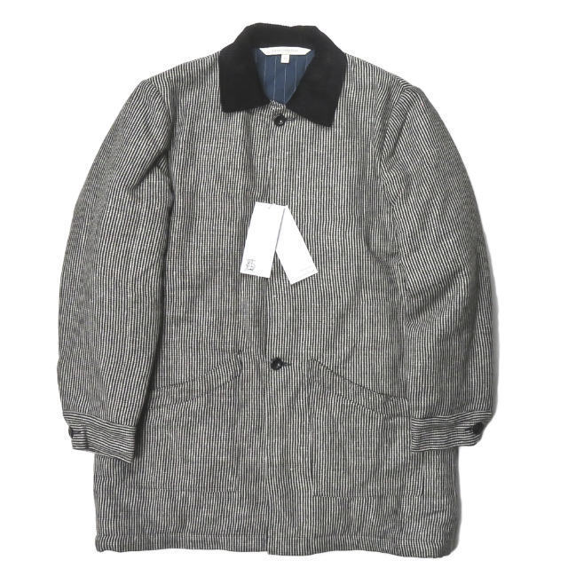 新品 Lanefortyfive レーンフォーティーファイブ HARDY ブラックストライプキルティングコート 40 グレー ステンカラー アウター g2609拍卖