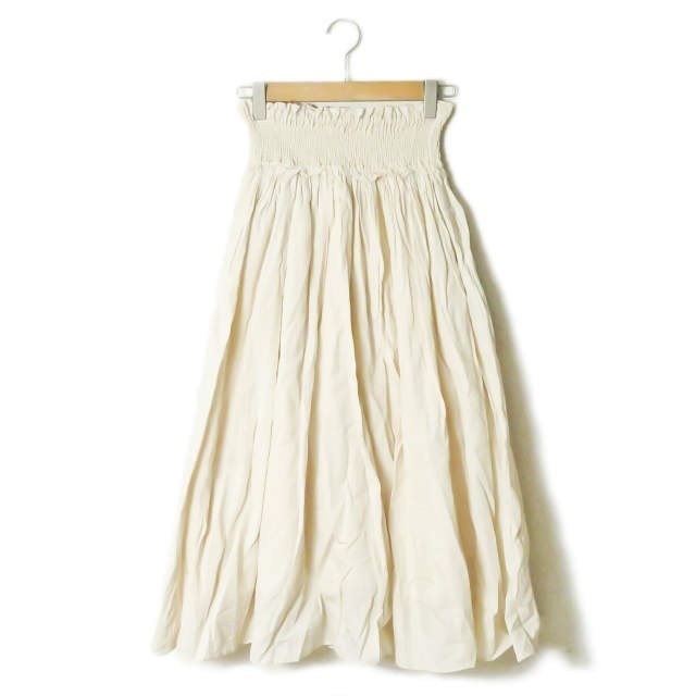 Ray BEAMS レイビームス 18SS シャーリングギャザーマキシスカート 63-27-0219-879 ベージュ コットン イージー ボトムス ☆☆lc27613拍卖