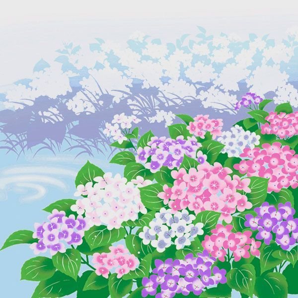 風呂敷 季節の小風呂敷 四季の風呂敷 紫陽花 あじさい アジサイ 夏 チーフ 拍卖